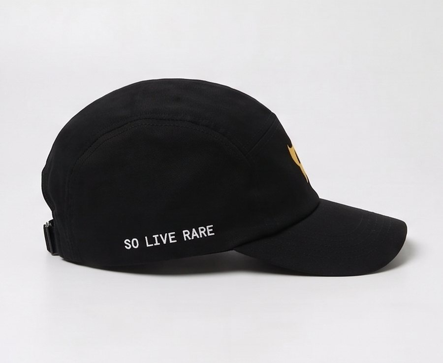 Black cap, right side: SO LIVE RARE